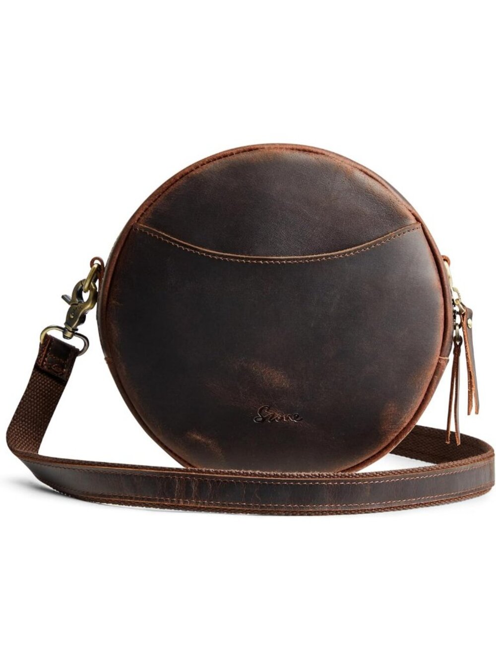 Chic Leather Crossbody Bag for Women - Stylish Round Shoulder Purse for Travel